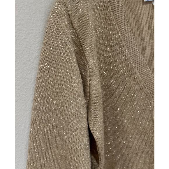 Vintage NEW Gold Shimmer Metallic V-Neck Cardigan Size M Made in USA - Picture 6 of 7
